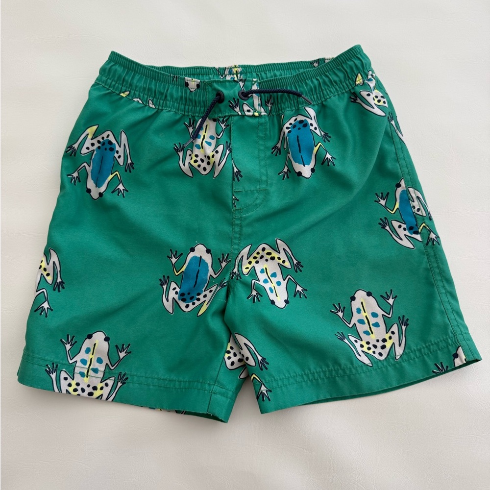 Tea Collection Boys Green Frog Print Swim Shorts Size 6